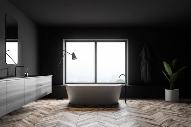 Pencereile gri banyo iç