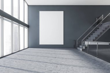 İş merkezi salonu iç, merdiven ve poster