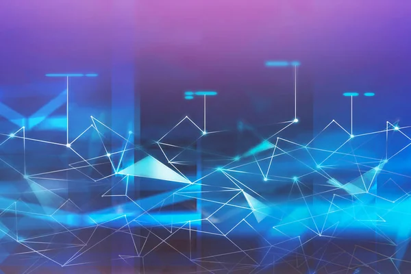 Rede azul brilhante polígono futurista fundo — Fotografia de Stock