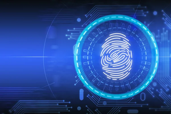 Blue online identification fingerprint interface — Stock Photo, Image