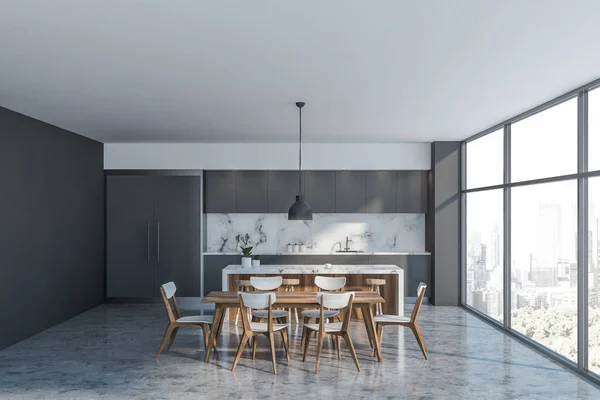 Luxus grauen Loft Küche Interieur — Stockfoto