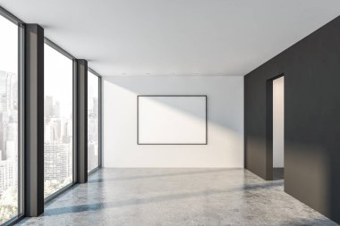 Posterli boş beyaz ve gri oda