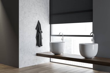 Loft banyo köşesi, çift lavabo