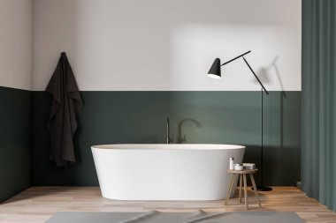 Küvetli yeşil ve beyaz banyo