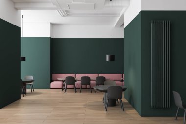 Kanepe ile yeşil ve beyaz kafe iç