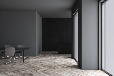 Masa ile gri mutfak iç