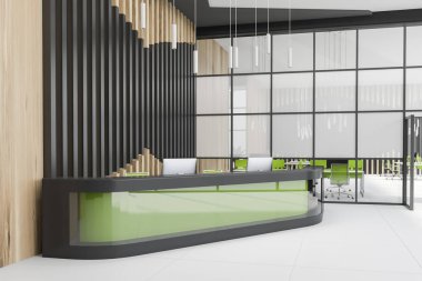 Ofis salonunda yeşil resepsiyon