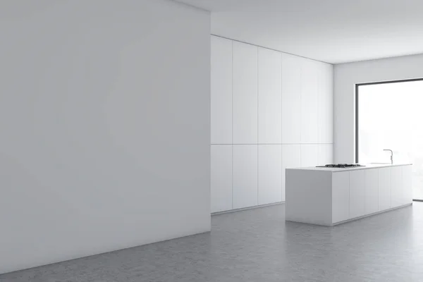 Rincón blanco de la cocina con simulacro de pared — Foto de Stock