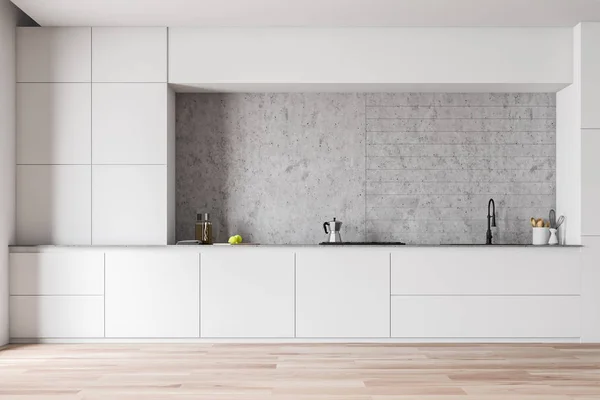 Minimalistic white kitchen with countertops — Stock Photo, Image