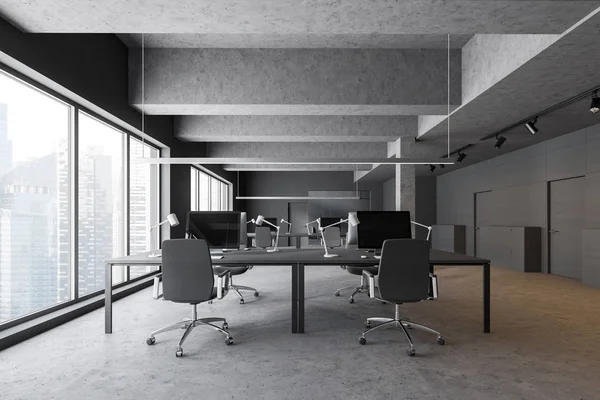 Concrete industrial style office interior — Stock Photo, Image