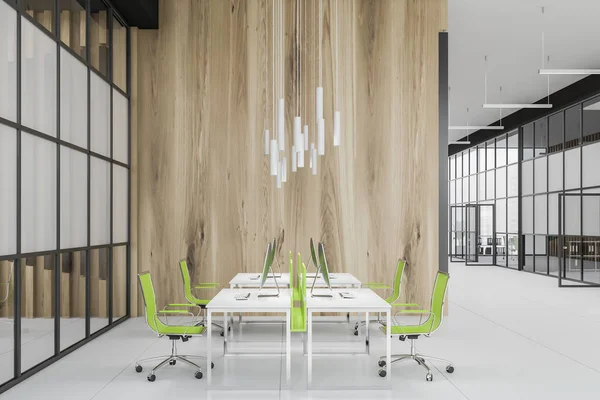 Wooden open space office interior