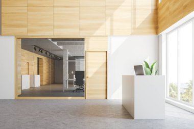 Modern ofiste resepsiyon yan görünümü