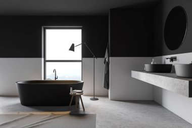 Gri ve beyaz banyo iç