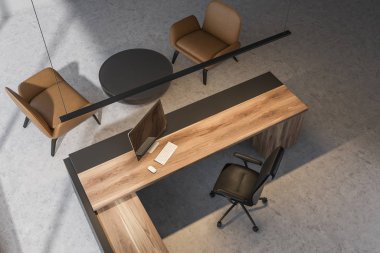 Koltuk ile CEO ofisi üst görünümü