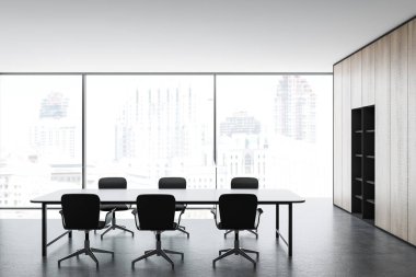 Ahşap panoramik toplantı odası iç