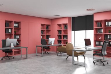 Pembe açık alan ofis köşesi