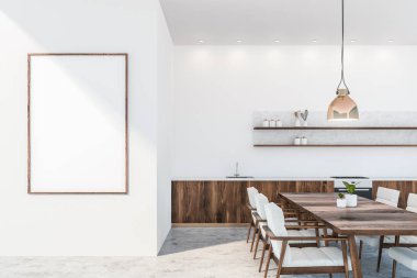 Poster ile beyaz mutfak iç