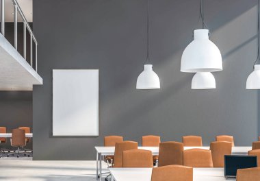Poster ile gri açık alan ofis iç
