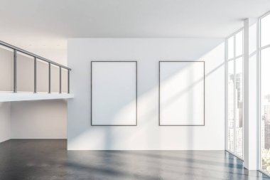 Poster Galerisi ile boş beyaz ofis salonu