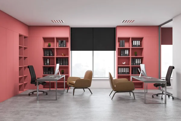 Pink open space office interior