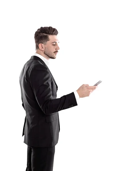 Side view of businessman using smartphone — Stock Photo, Image