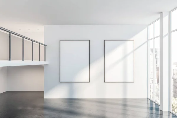 Пустой белый кабинет с галереей плакатов — стоковое фото