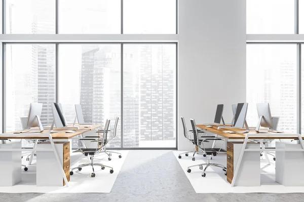 Side view of white open plan office — Stock Photo, Image