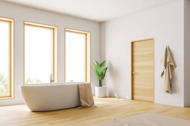 Küvetli loft beyaz banyo köşesi