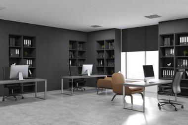 Gri açık alan ofis köşesi