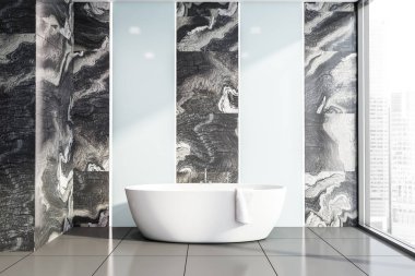 Küvetli lüks siyah mermer banyo iç