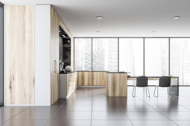 Masa ile Loft ahşap mutfak iç