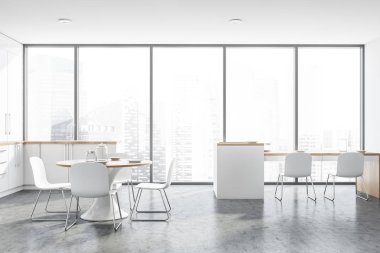 Masa ve bar ile panoramik mutfak