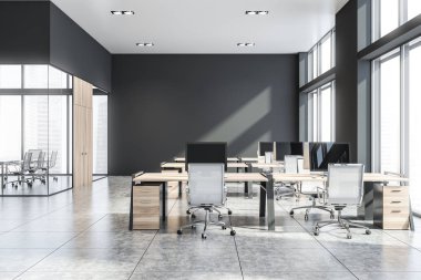 Gri açık alan ofis iç