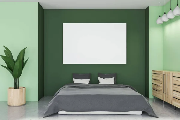 Grön Master sovrum interiör med affisch — Stockfoto