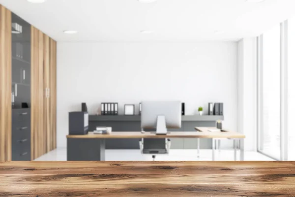 Blurred white and wooden CEO office interior — Stock Photo, Image