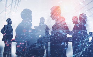 İş adamlarının siluetleri, ağ