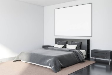 Posterli karo zemin yatak odası köşesi