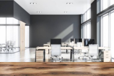 Gri bulanık açık uzay ofis iç