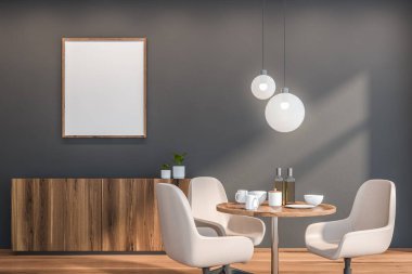 Posterile Gri İskandinav yemek odası