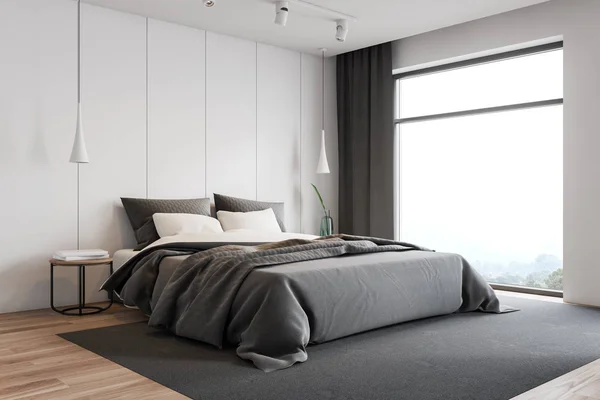 White loft master bedroom corner — 스톡 사진