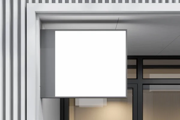 Kvadrat mock up skylt på vit byggnad vägg — Stockfoto