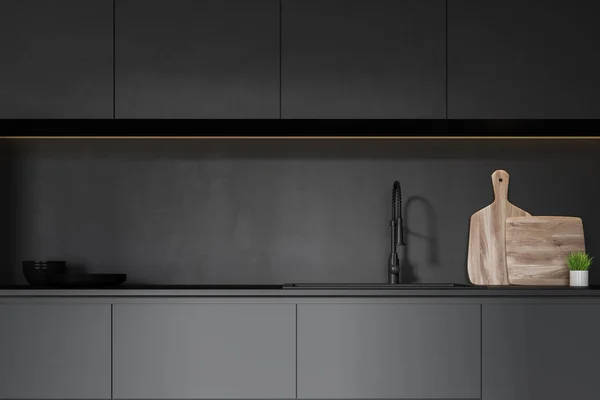 Primo piano del controsoffitto grigio della cucina — Foto Stock
