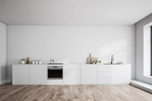 Encimeras blancas en interior de cocina blanca — Foto de Stock