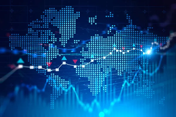 Mapa světa a globální digitální síť pro obchodování — Stock fotografie