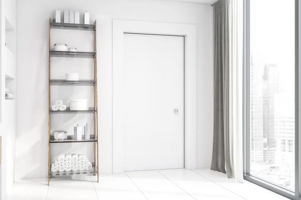 モダンな白いバスルームの棚 — ストック写真