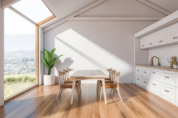 Scandinavian kitchen interior with table