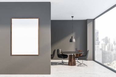 Gri ortak çalışma ofisinde poster