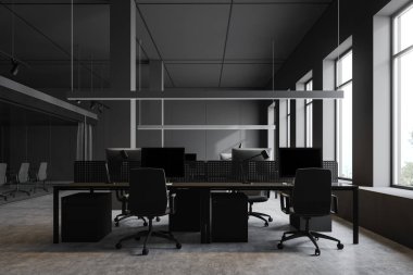 Gri açık alan ofis ve konferans salonu