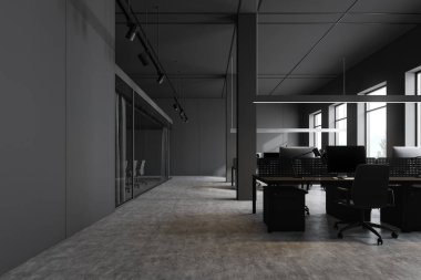 Gri açık alan ofis iç