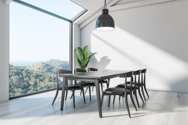 İskandinav beyaz yemek odası iç